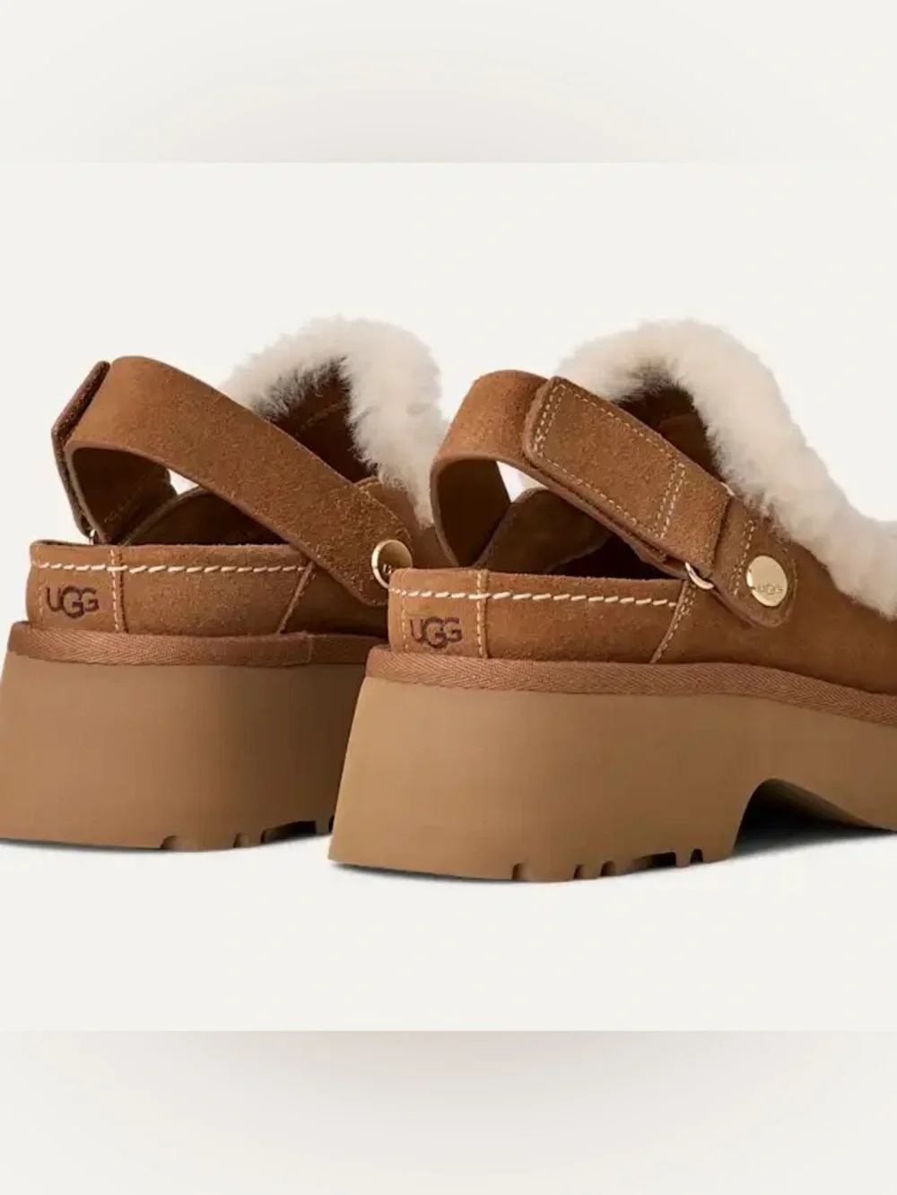 UGG Esmee clog Shearling-Trim Slingback NEW color chestnut - Picture 4 of 13